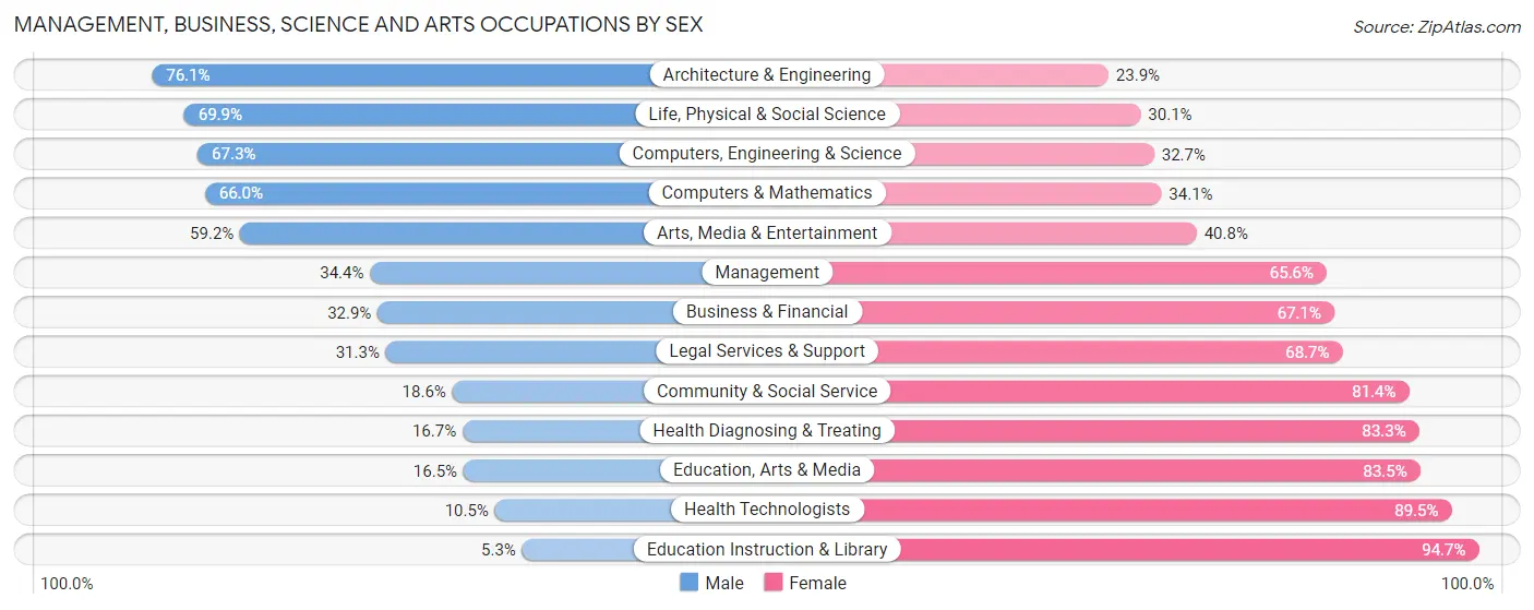 Management, Business, Science and Arts Occupations by Sex in Zip Code 20601