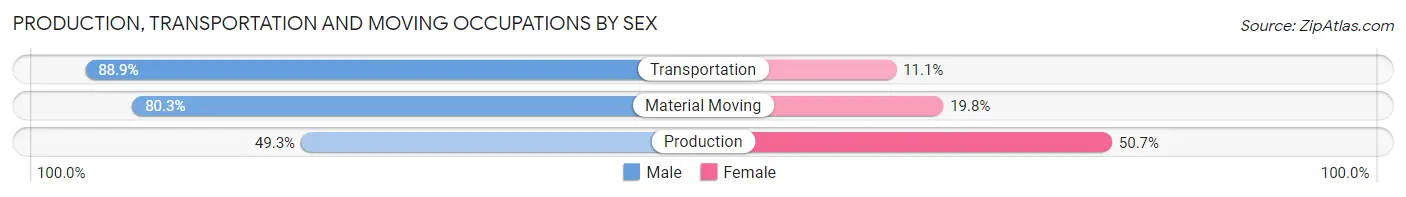 Production, Transportation and Moving Occupations by Sex in Zip Code 20601