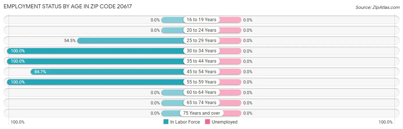 Employment Status by Age in Zip Code 20617