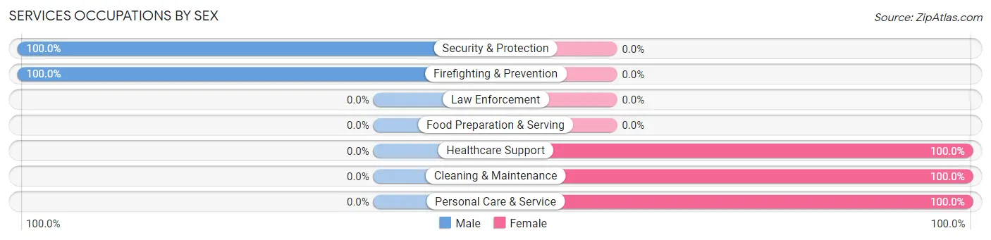 Services Occupations by Sex in Zip Code 20618