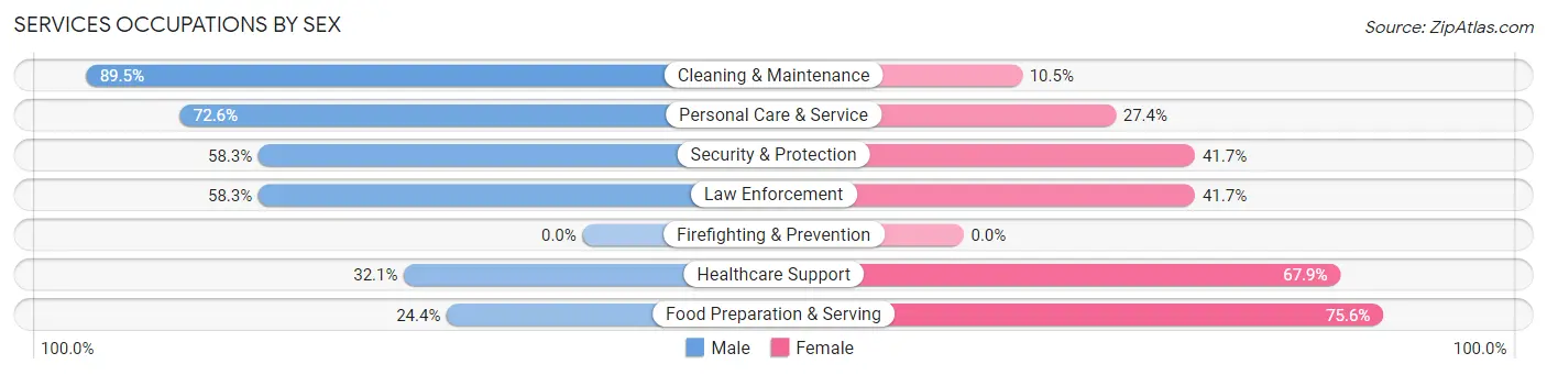 Services Occupations by Sex in Zip Code 20622