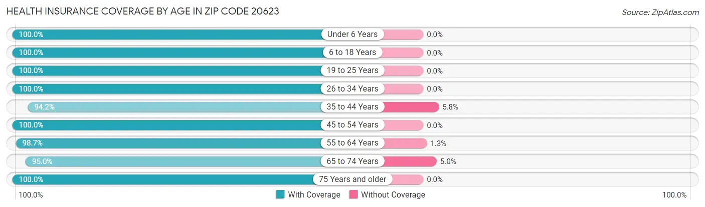 Health Insurance Coverage by Age in Zip Code 20623