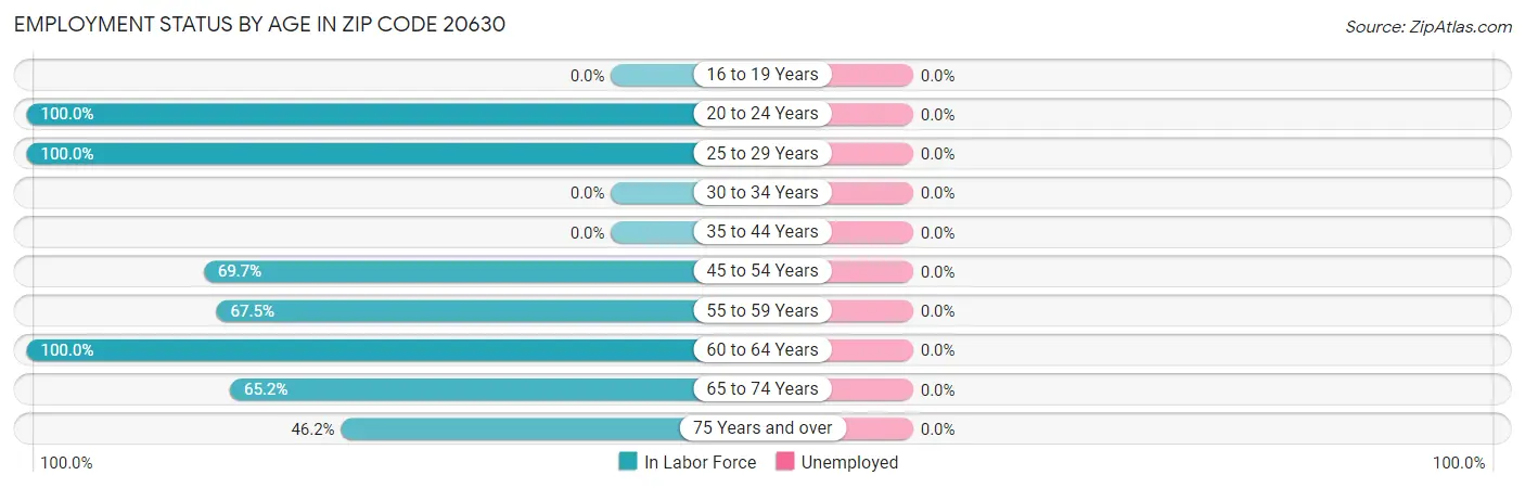 Employment Status by Age in Zip Code 20630