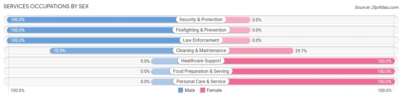 Services Occupations by Sex in Zip Code 20664