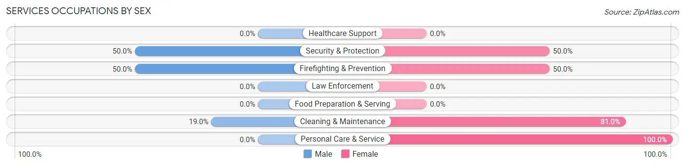 Services Occupations by Sex in Zip Code 20675