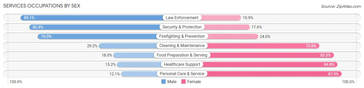 Services Occupations by Sex in Zip Code 20678