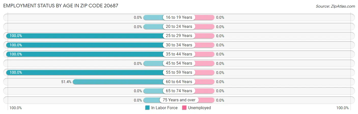 Employment Status by Age in Zip Code 20687