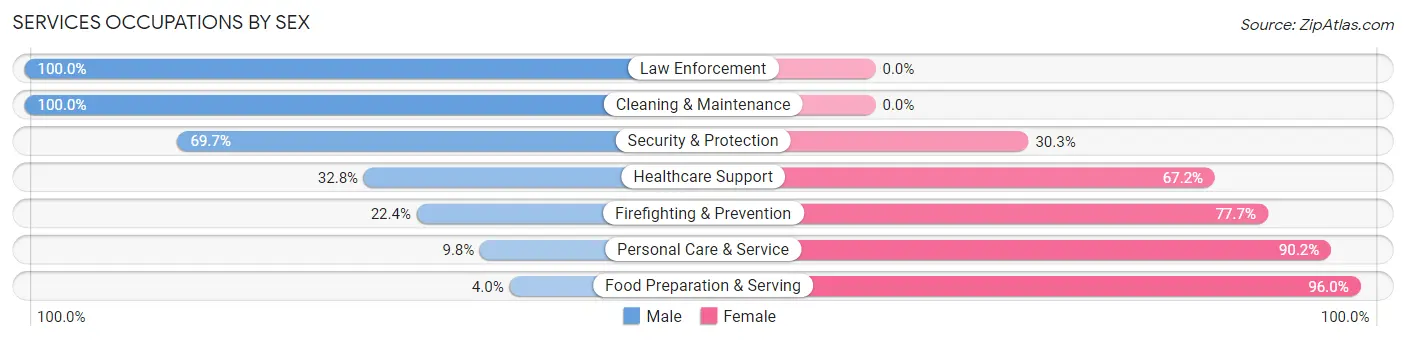 Services Occupations by Sex in Zip Code 20695