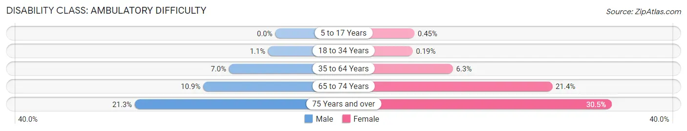 Disability in Zip Code 20706: <span>Ambulatory Difficulty</span>