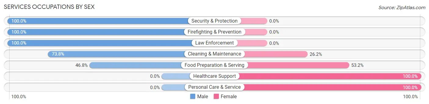 Services Occupations by Sex in Zip Code 20711