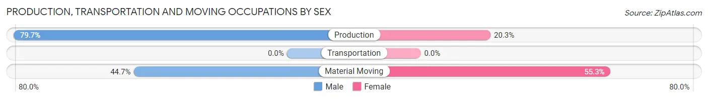 Production, Transportation and Moving Occupations by Sex in Zip Code 20816