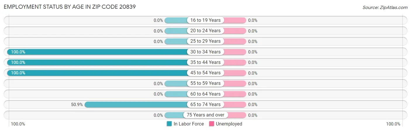 Employment Status by Age in Zip Code 20839