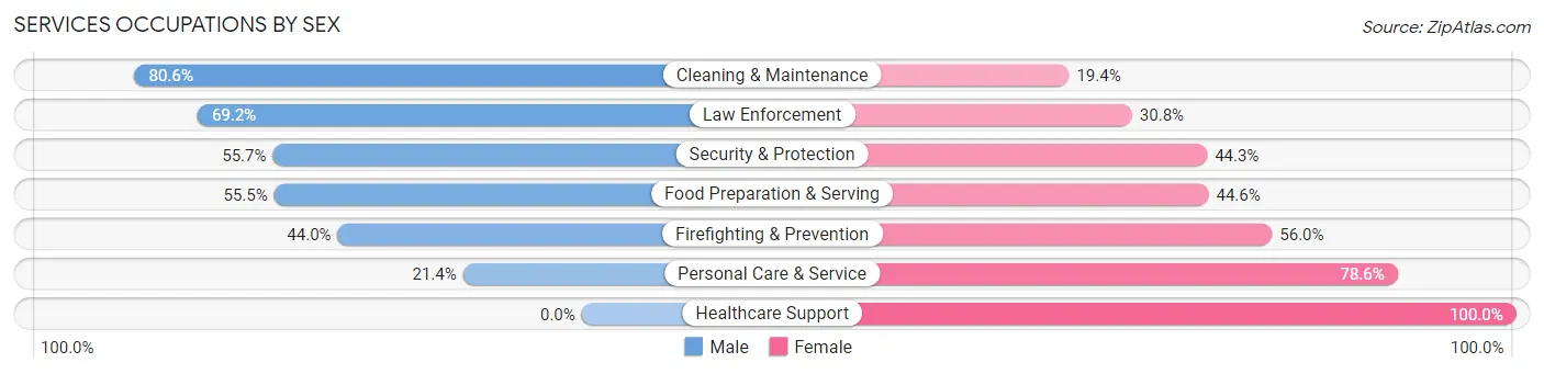 Services Occupations by Sex in Zip Code 20855