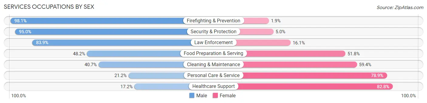 Services Occupations by Sex in Zip Code 20904