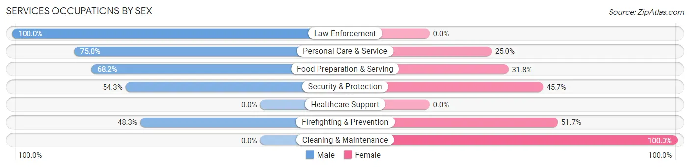 Services Occupations by Sex in Zip Code 21035