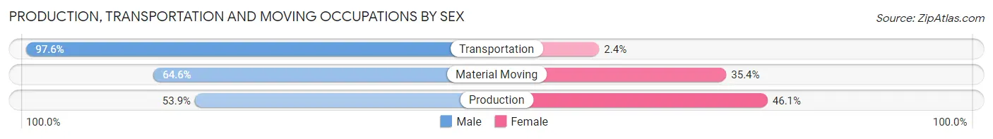 Production, Transportation and Moving Occupations by Sex in Zip Code 21043