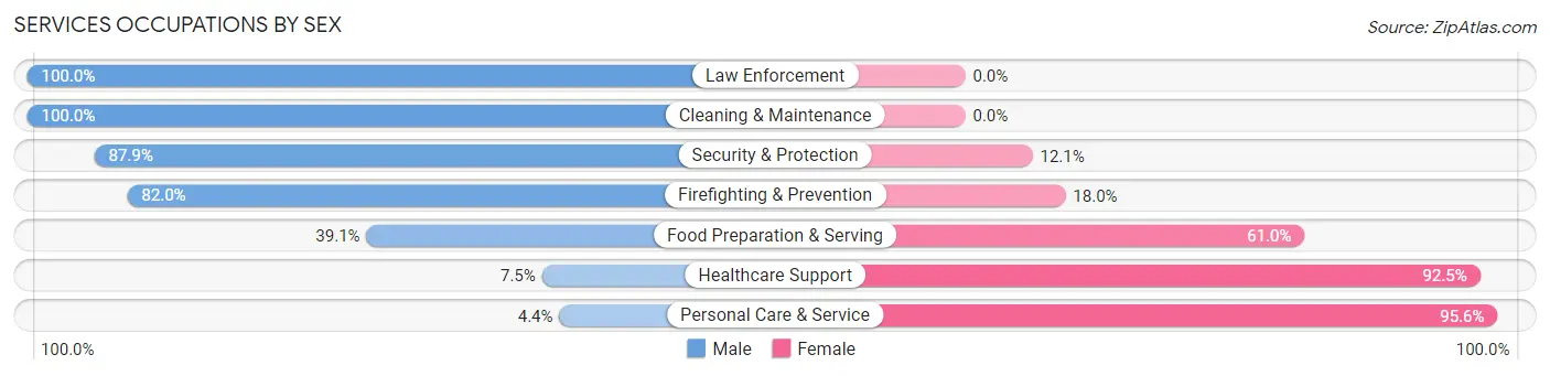 Services Occupations by Sex in Zip Code 21074