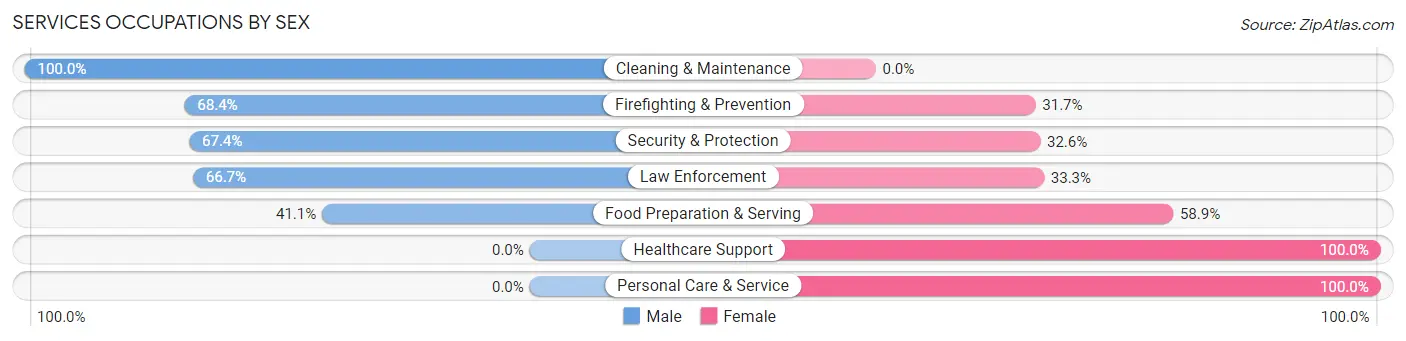 Services Occupations by Sex in Zip Code 21090