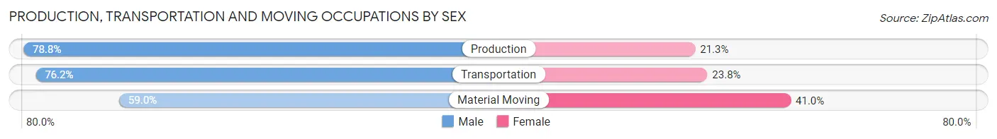 Production, Transportation and Moving Occupations by Sex in Zip Code 21093