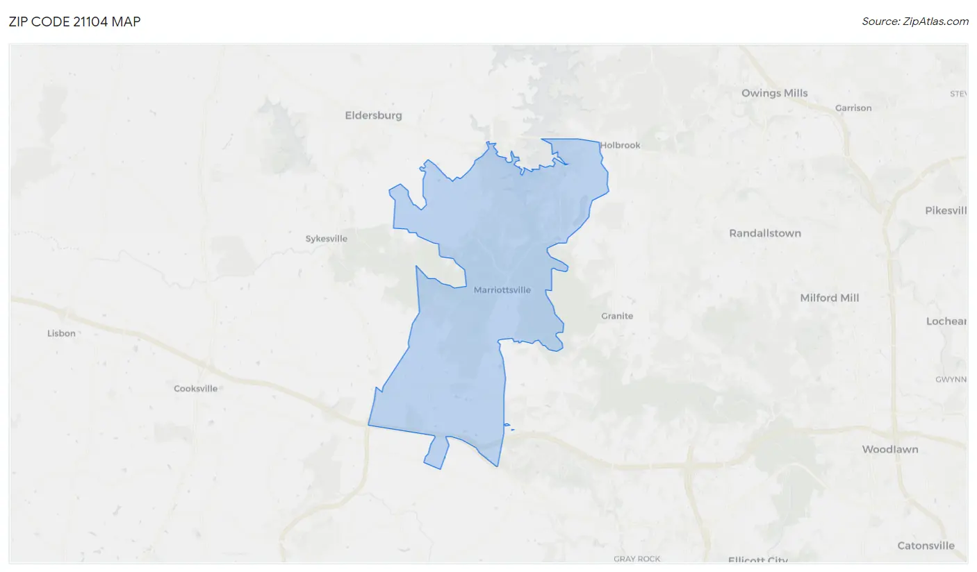 Zip Code 21104 Map