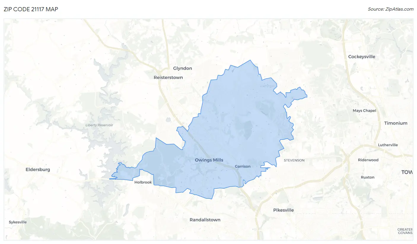 Zip Code 21117 Map