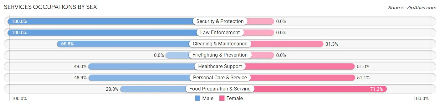 Services Occupations by Sex in Zip Code 21120