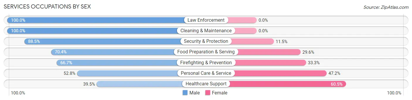 Services Occupations by Sex in Zip Code 21131