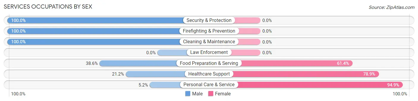 Services Occupations by Sex in Zip Code 21152