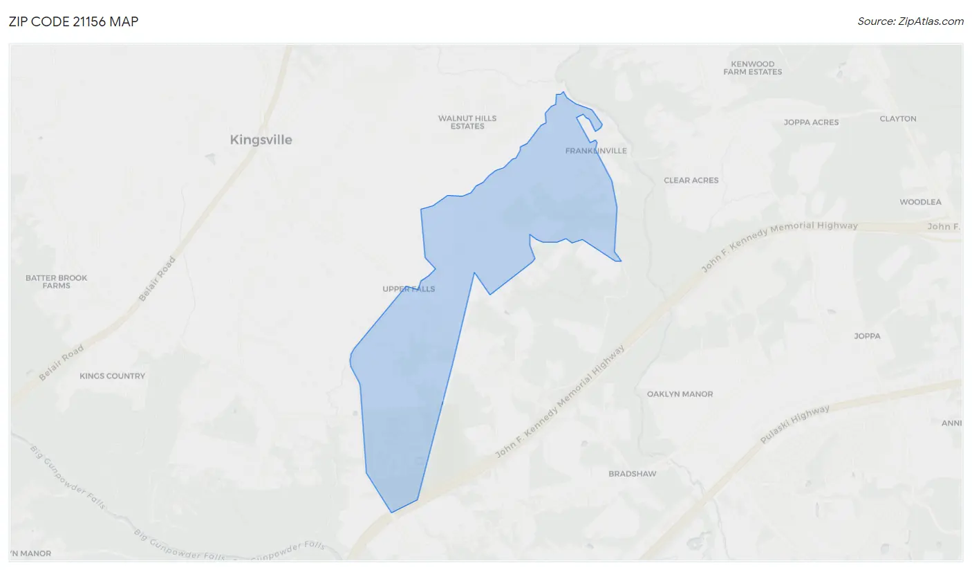 Zip Code 21156 Map