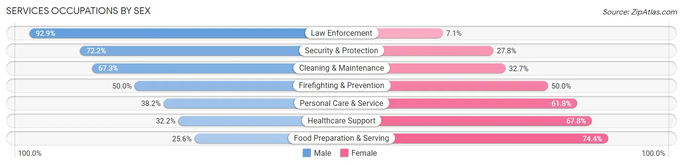 Services Occupations by Sex in Zip Code 21163