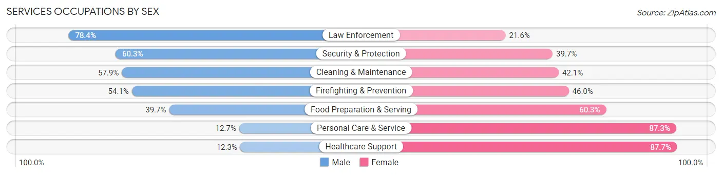 Services Occupations by Sex in Zip Code 21213