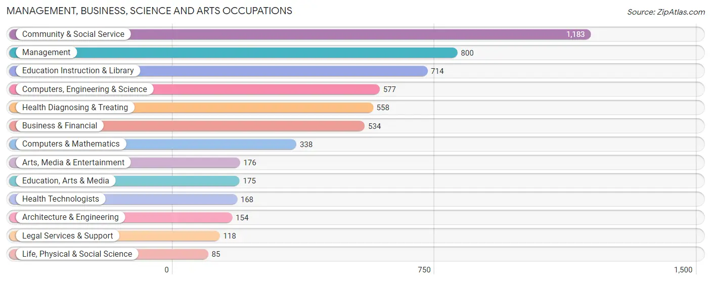 Management, Business, Science and Arts Occupations in Zip Code 21225