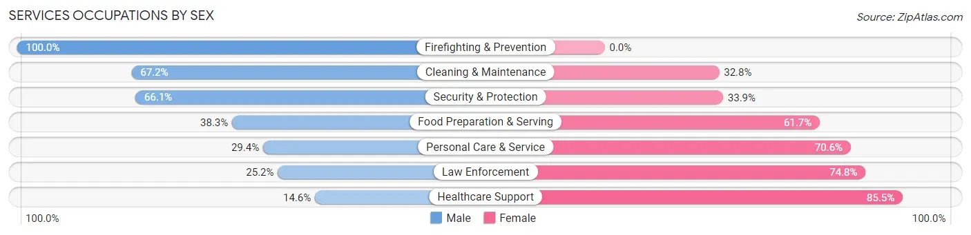 Services Occupations by Sex in Zip Code 21286