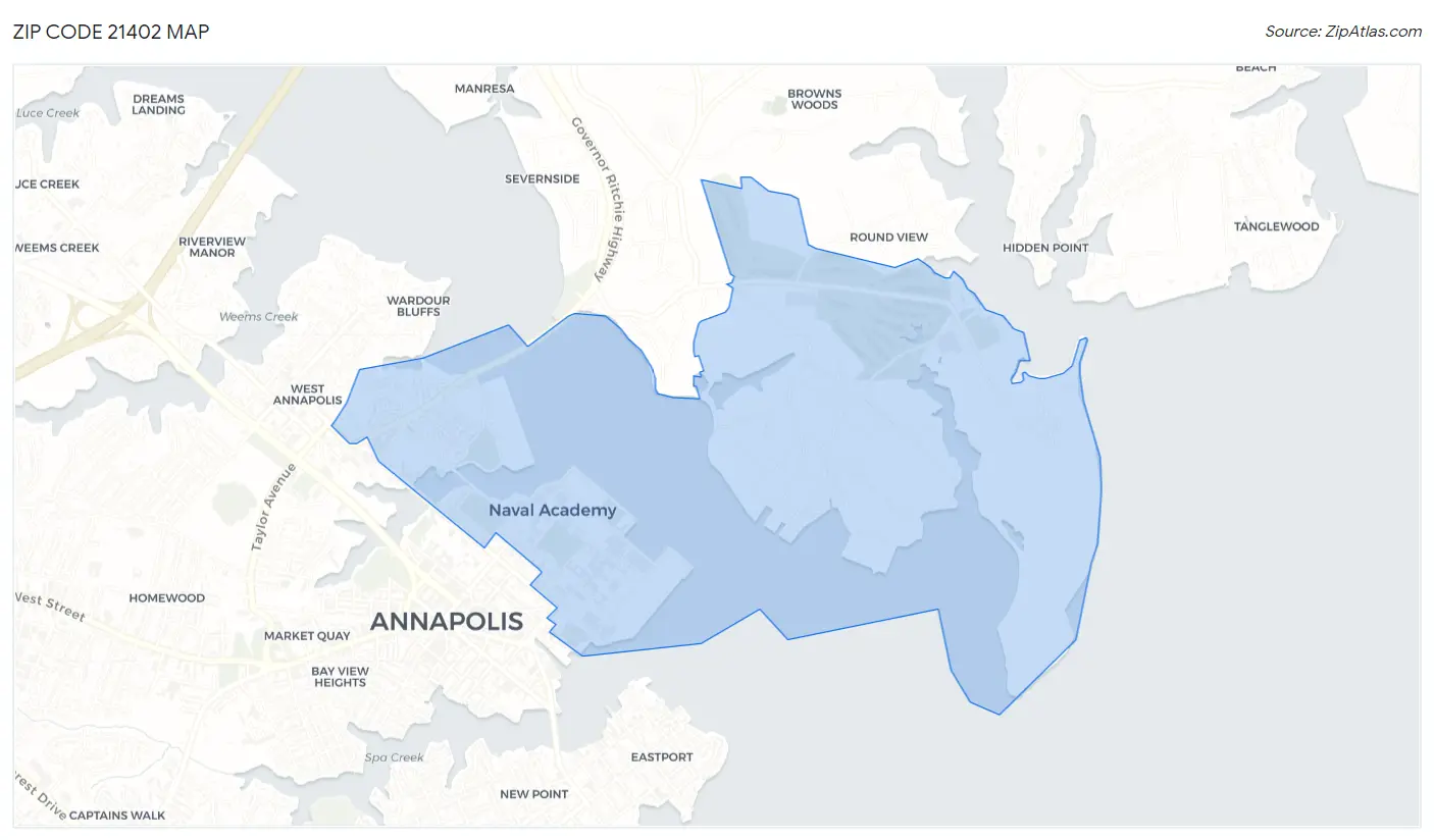 Zip Code 21402 Map