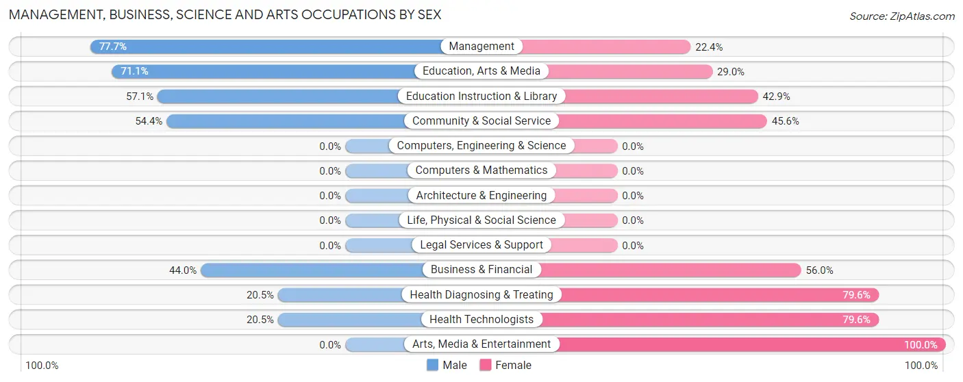 Management, Business, Science and Arts Occupations by Sex in Zip Code 21541