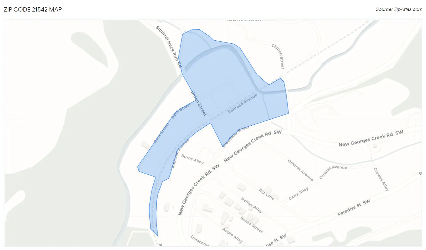 Zip Code 21542 Map