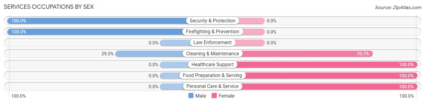 Services Occupations by Sex in Zip Code 21636