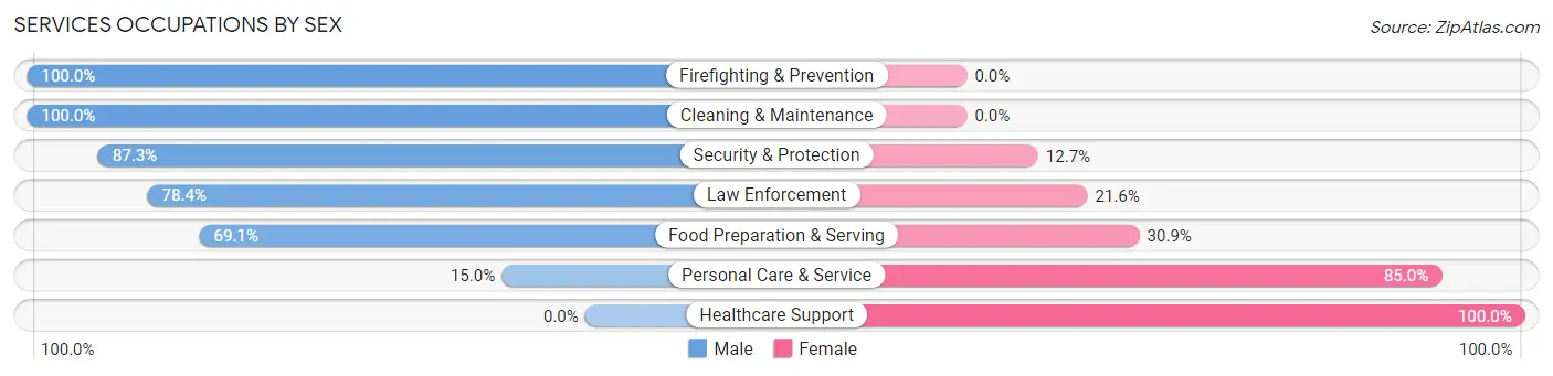 Services Occupations by Sex in Zip Code 21666