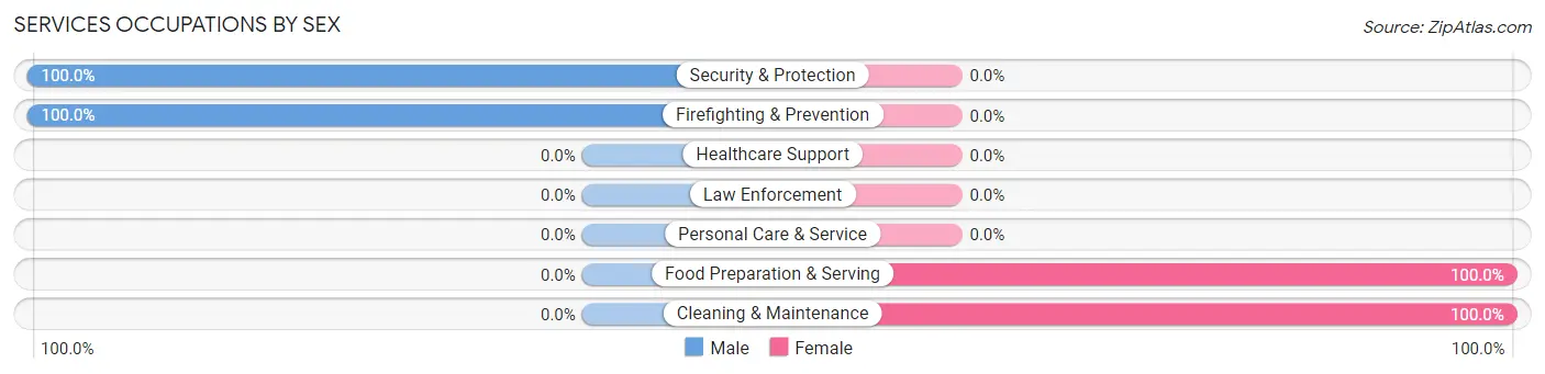 Services Occupations by Sex in Zip Code 21677
