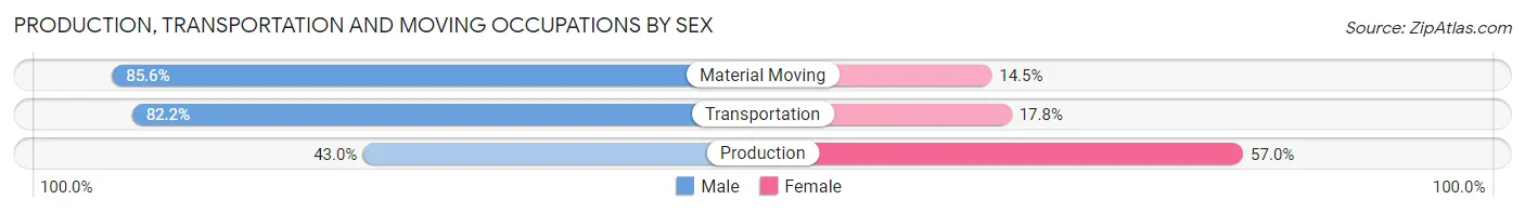 Production, Transportation and Moving Occupations by Sex in Zip Code 21702