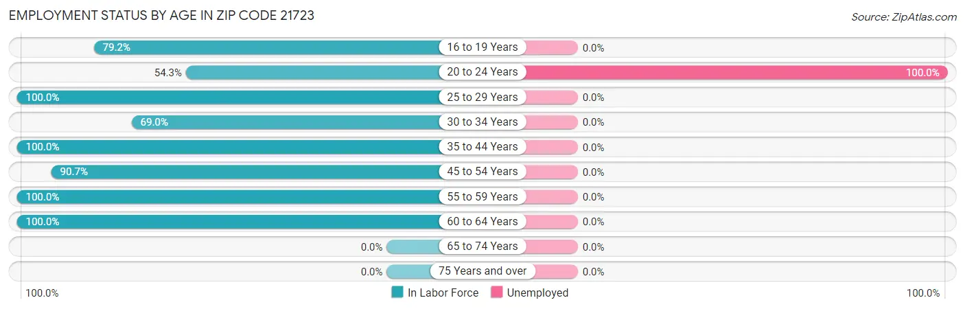 Employment Status by Age in Zip Code 21723