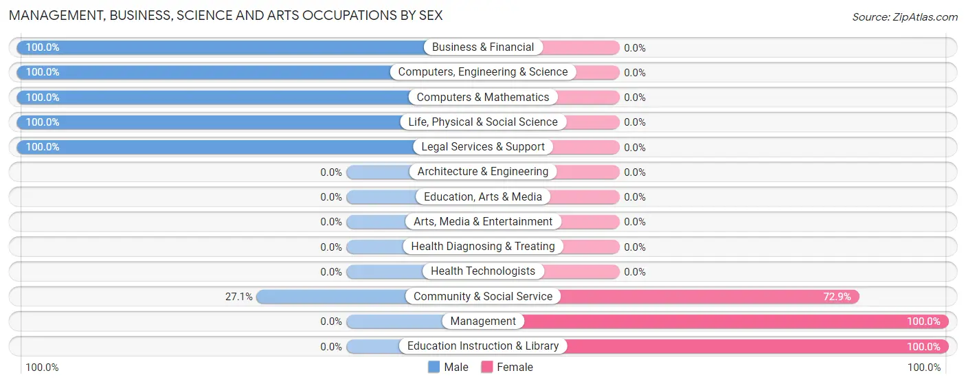 Management, Business, Science and Arts Occupations by Sex in Zip Code 21733