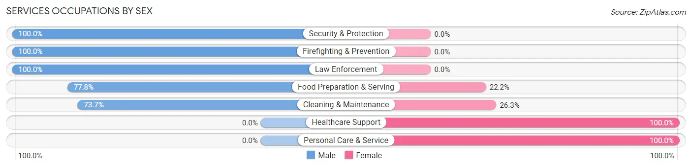 Services Occupations by Sex in Zip Code 21734