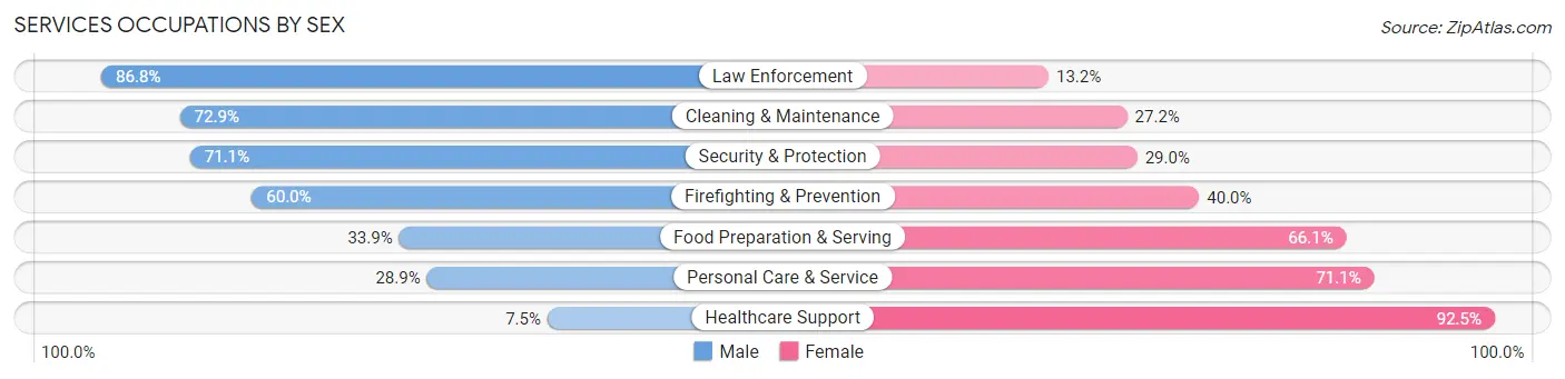 Services Occupations by Sex in Zip Code 21740