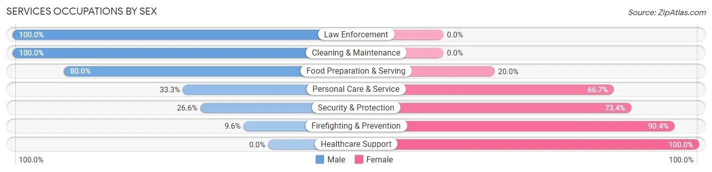 Services Occupations by Sex in Zip Code 21756