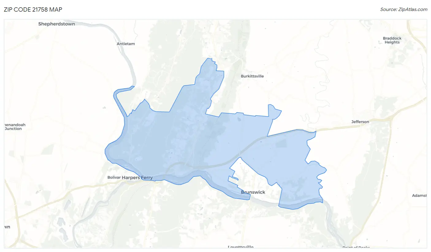 Zip Code 21758 Map