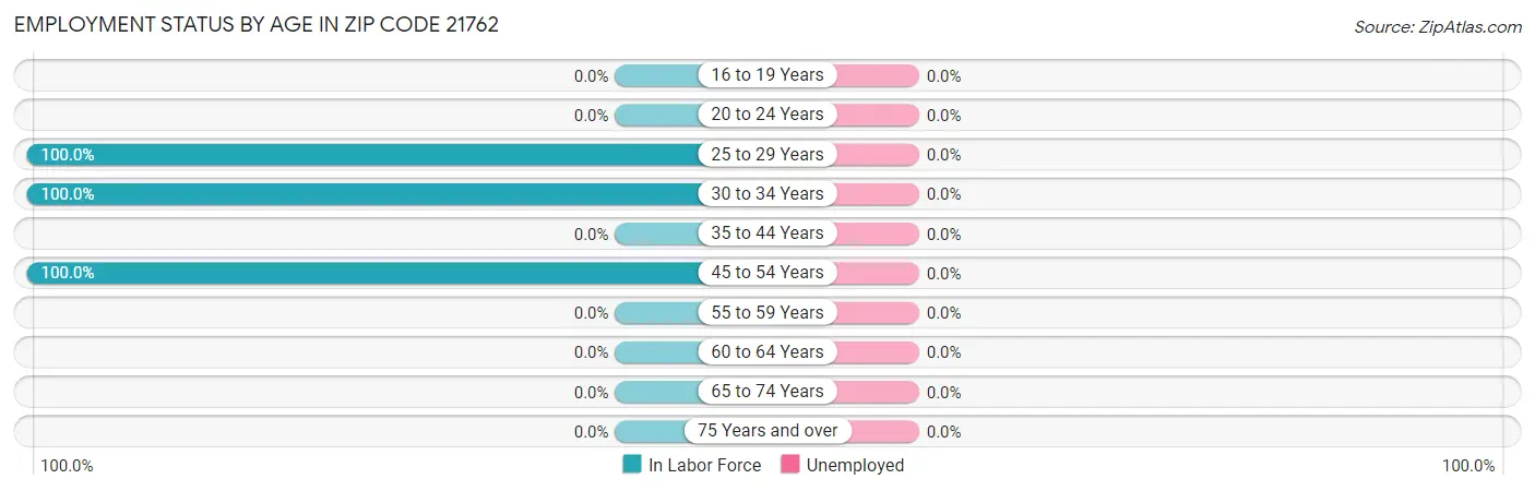 Employment Status by Age in Zip Code 21762