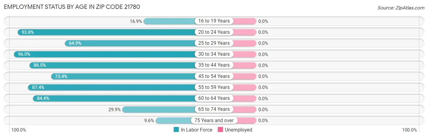 Employment Status by Age in Zip Code 21780