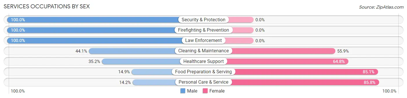 Services Occupations by Sex in Zip Code 21793