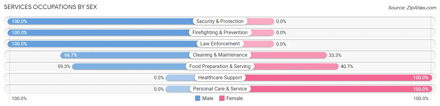 Services Occupations by Sex in Zip Code 21798